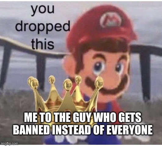 You Dropped This | ME TO THE GUY WHO GETS BANNED INSTEAD OF EVERYONE | image tagged in you dropped this | made w/ Imgflip meme maker