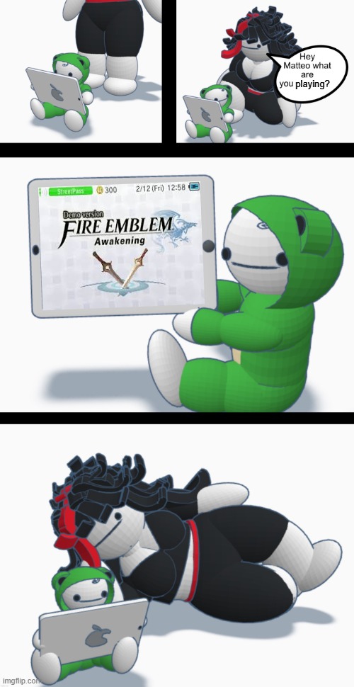 Hey Matteo what are you watching? (Good ending) | playing? | image tagged in hey matteo what are you watching good ending | made w/ Imgflip meme maker