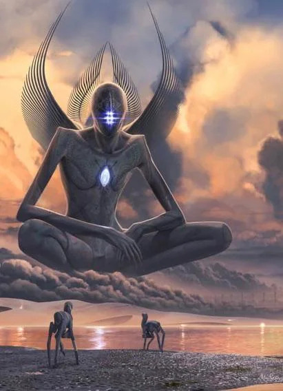 Alien god looking down at lower beings Blank Meme Template