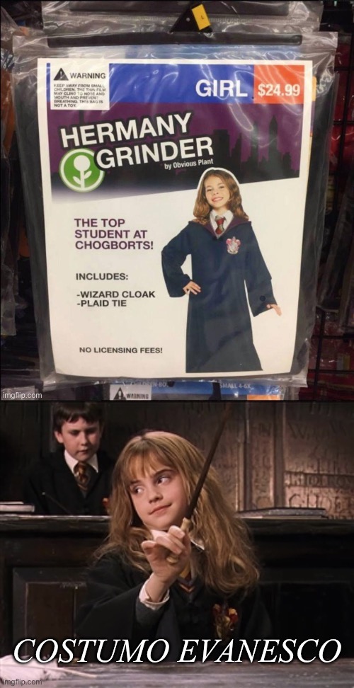 Cosplay fail | COSTUMO EVANESCO | image tagged in scumbag hermoine,fail,costume,gtfo,disappearing | made w/ Imgflip meme maker