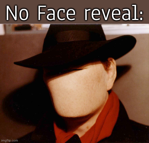 how to do no face reveal | No Face reveal: | image tagged in no face | made w/ Imgflip meme maker