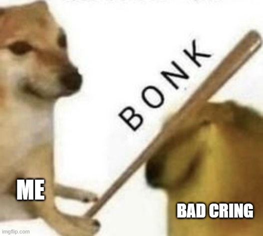 Bonk | ME BAD CRING | image tagged in bonk | made w/ Imgflip meme maker