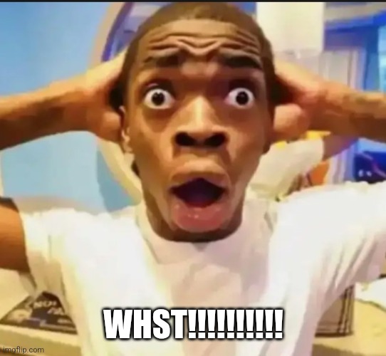 Surprised Black Guy | WHST!!!!!!!!!! | image tagged in surprised black guy | made w/ Imgflip meme maker