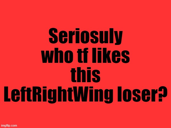 Seriosuly who tf likes this LeftRightWing loser? | made w/ Imgflip meme maker