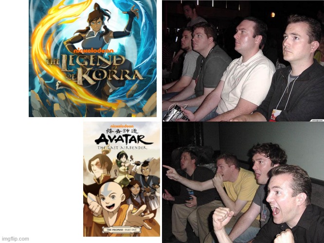 Avatar fans in a nutshell | image tagged in reaction guys,the legend of korra,avatar the last airbender,nickelodeon | made w/ Imgflip meme maker