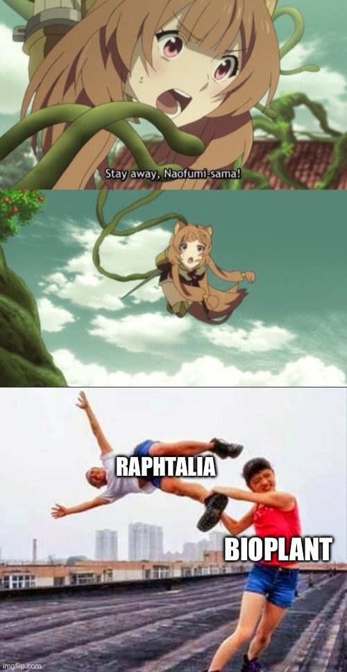 RAPHTALIA; BIOPLANT | image tagged in yeeted,rising of the shield hero,raphtalia,memes,funny,yeet | made w/ Imgflip meme maker