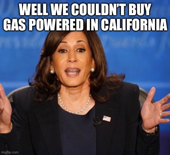 Kamala Harris | WELL WE COULDN’T BUY GAS POWERED IN CALIFORNIA | image tagged in kamala harris | made w/ Imgflip meme maker