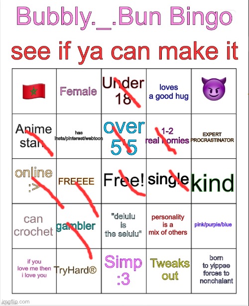 Bubbly._.bun’s bingo | image tagged in bubbly _ bun s bingo | made w/ Imgflip meme maker