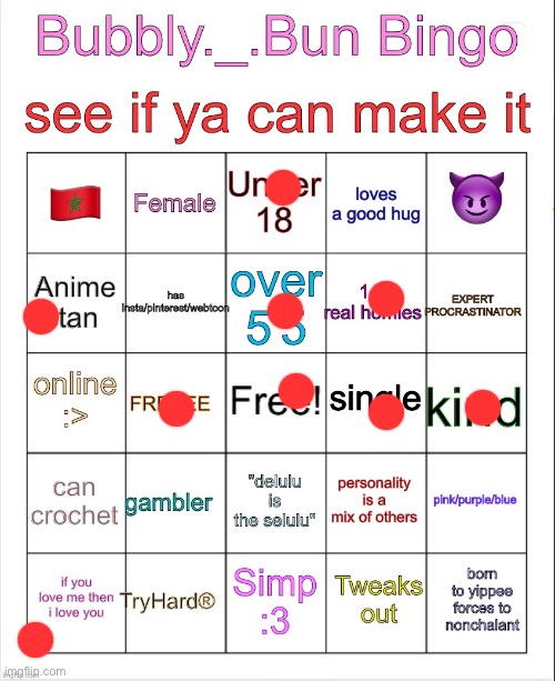 Bubbly._.bun’s bingo | image tagged in bubbly _ bun s bingo | made w/ Imgflip meme maker