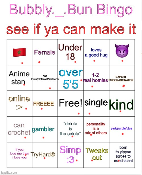 I WIN >:p | image tagged in bubbly _ bun s bingo | made w/ Imgflip meme maker