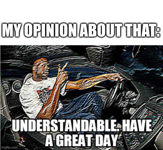UNDERSTANDABLE, HAVE A GREAT DAY | MY OPINION ABOUT THAT: | image tagged in understandable have a great day | made w/ Imgflip meme maker