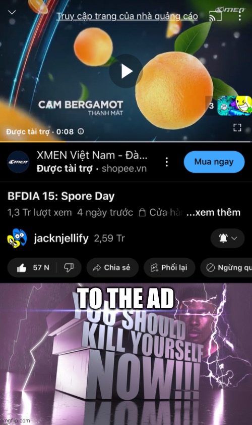 TO THE AD | image tagged in 3d text kys | made w/ Imgflip meme maker