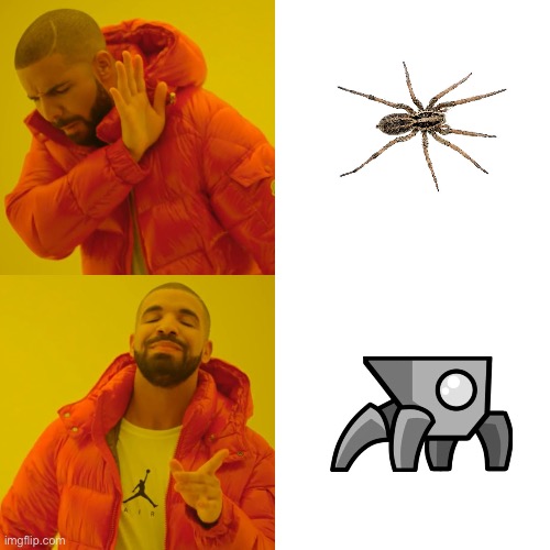 arachnophobia reference | image tagged in memes,drake hotline bling | made w/ Imgflip meme maker