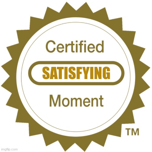 Certified Moment | SATISFYING | image tagged in certified moment | made w/ Imgflip meme maker