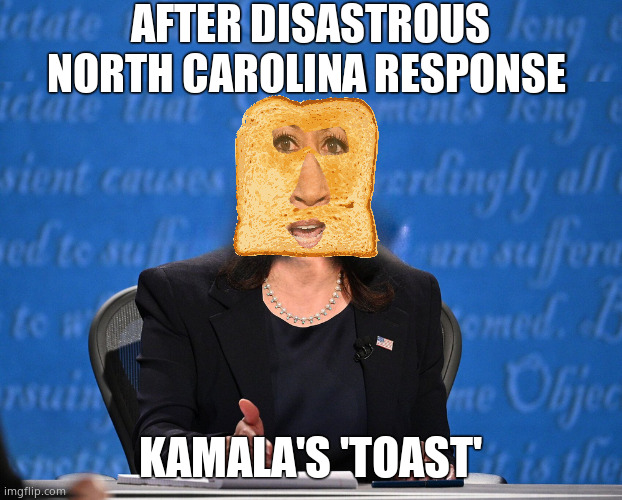 You're Toast !! | AFTER DISASTROUS NORTH CAROLINA RESPONSE; KAMALA'S 'TOAST' | image tagged in memes,kamala harris,government corruption,disaster,response,politics | made w/ Imgflip meme maker