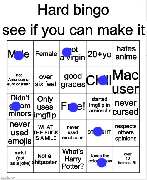 Hard Bingo by OwU | image tagged in hard bingo by owu | made w/ Imgflip meme maker