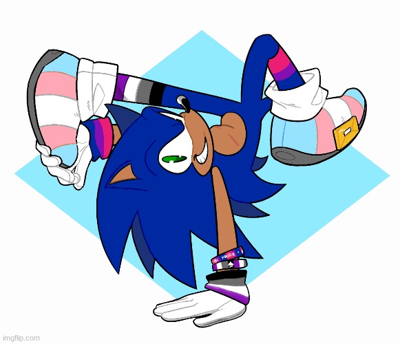 Here, Have a Drawing- | image tagged in pride sonic,drawing | made w/ Imgflip meme maker