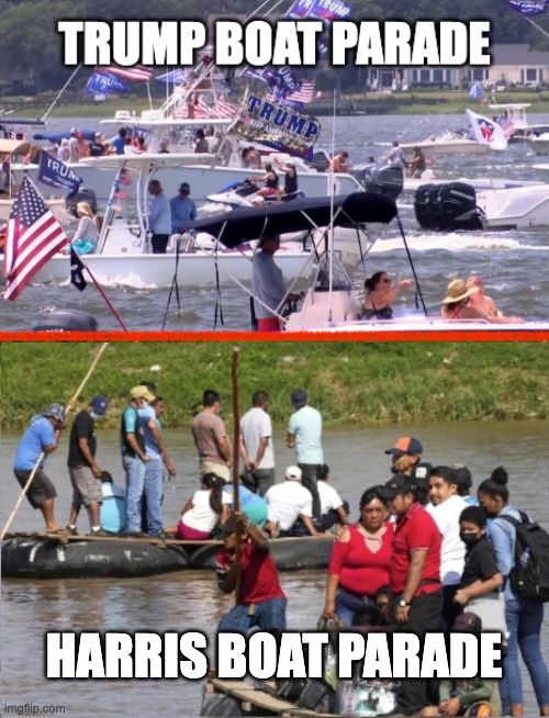 HARRIS BOAT PARADE | image tagged in harris,border,border czar | made w/ Imgflip meme maker