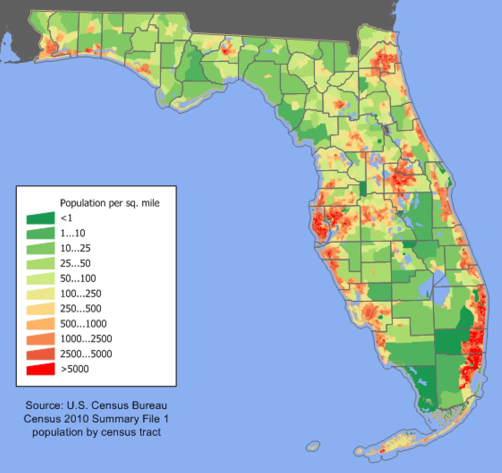 High Quality Florida population density map 2010 Blank Meme Template