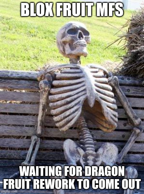 boblex | BLOX FRUIT MFS; WAITING FOR DRAGON FRUIT REWORK TO COME OUT | image tagged in memes,waiting skeleton | made w/ Imgflip meme maker