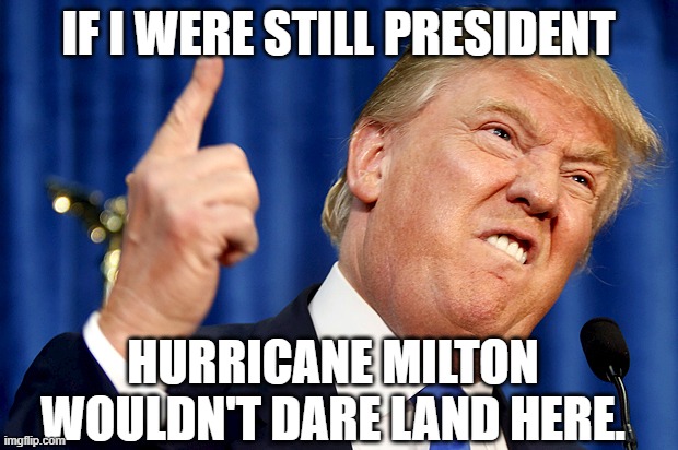 From Stormy to Storm | IF I WERE STILL PRESIDENT; HURRICANE MILTON WOULDN'T DARE LAND HERE. | image tagged in donald trump | made w/ Imgflip meme maker