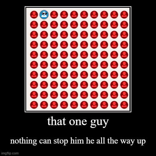 lol | that one guy | nothing can stop him he all the way up | image tagged in funny,demotivationals | made w/ Imgflip demotivational maker