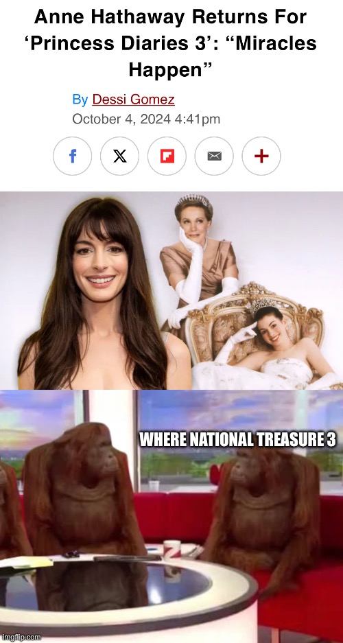 WHERE NATIONAL TREASURE 3 | image tagged in where monkey | made w/ Imgflip meme maker