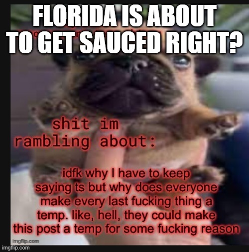 ??? | FLORIDA IS ABOUT TO GET SAUCED RIGHT? | image tagged in template godly wow | made w/ Imgflip meme maker