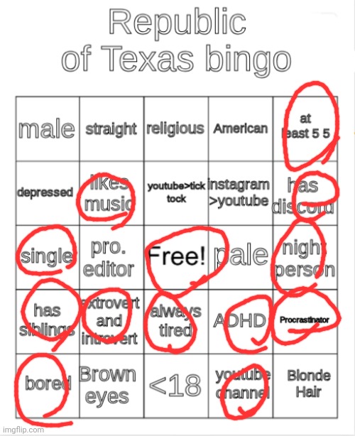 Republic of Texas Bingo | image tagged in republic of texas bingo | made w/ Imgflip meme maker