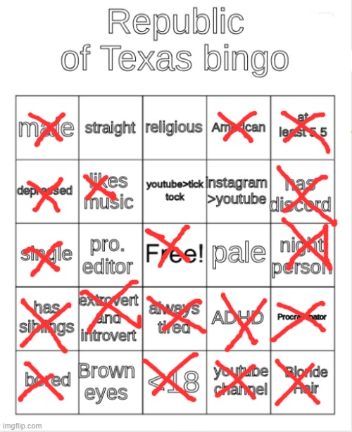 Republic of Texas Bingo | image tagged in republic of texas bingo | made w/ Imgflip meme maker