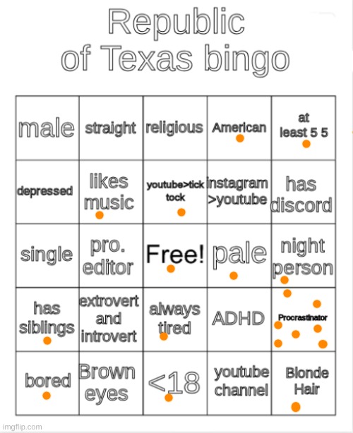 Republic of Texas Bingo | image tagged in republic of texas bingo | made w/ Imgflip meme maker
