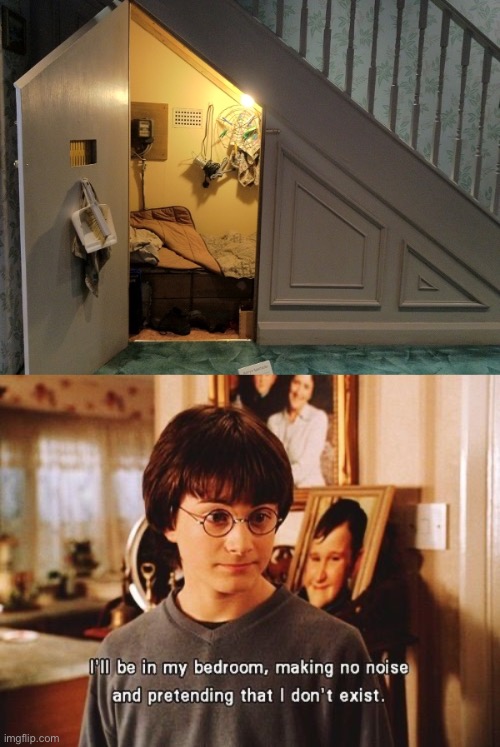 image tagged in harry potter stair room,i'll be in my room | made w/ Imgflip meme maker