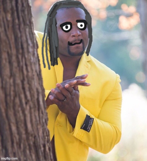 smirks | image tagged in black guy hiding behind tree | made w/ Imgflip meme maker