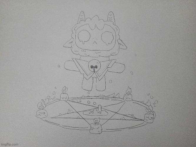 The ritual is not yet complete. (20 upvotes for colored) | image tagged in msmg,art,cult of the lamb,demonic | made w/ Imgflip meme maker