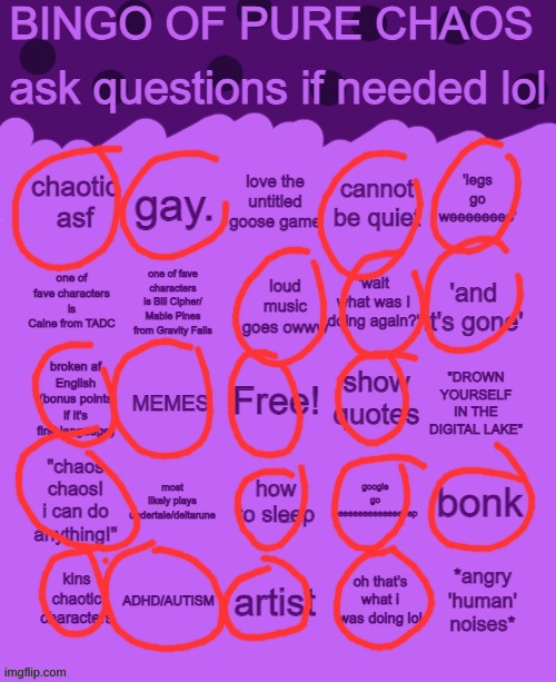 Bingo of pure chaos | image tagged in bingo of pure chaos | made w/ Imgflip meme maker