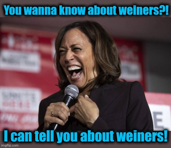 Kamala laughing | You wanna know about weiners?! I can tell you about weiners! | image tagged in kamala laughing | made w/ Imgflip meme maker