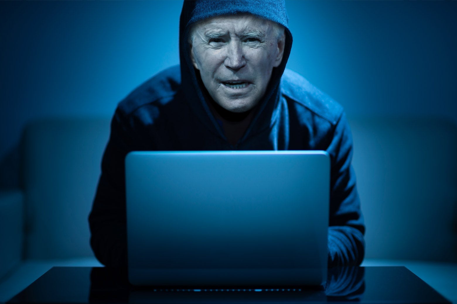 Joe Biden at the Computer Blank Meme Template