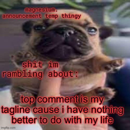 pug temp | top comment is my tagline cause i have nothing better to do with my life | image tagged in pug temp | made w/ Imgflip meme maker