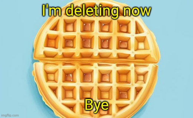 The.Waffle.House template | I'm deleting now; Bye | image tagged in the waffle house template | made w/ Imgflip meme maker