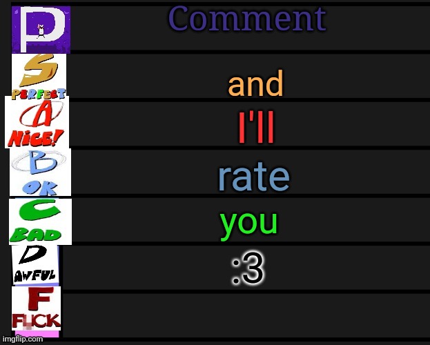 I'm gonna redo this soon lmao | Comment; and; I'll; rate; you; :3 | image tagged in pizza tower tier list v1 | made w/ Imgflip meme maker