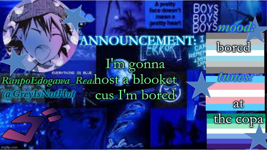 nvm sorry | bored; I'm gonna host a blooket cus I'm bored; at the copa | image tagged in grey's yap sesh | made w/ Imgflip meme maker