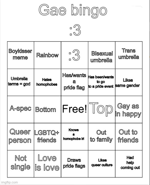 High Quality Gae bingo Blank Meme Template