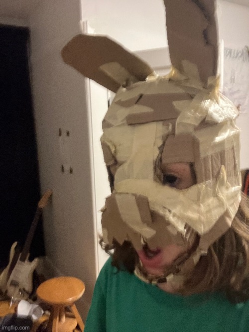 Me wearing my springtrap mask I made | image tagged in fnaf,springtrap | made w/ Imgflip meme maker