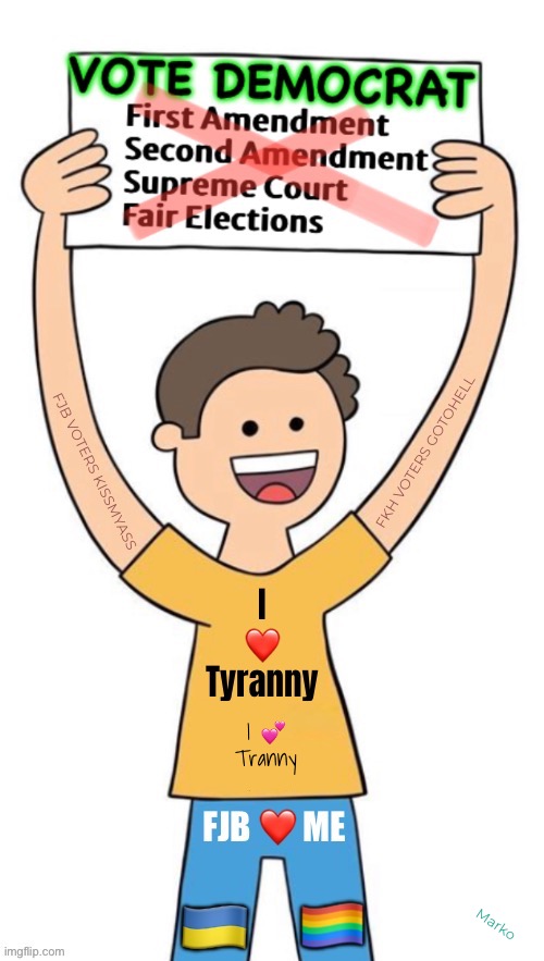 This is Actually THEIR STATED GOAL.   How can any AMERICAN support this HERETICAL DESPOTISM?! | FKH VOTERS GOTOHELL; FJB VOTERS KISSMYASS; Marko; I 💕
Tranny | image tagged in memes,country killers,constitution killers,death cult dems,anti god anti human,fkh n fjb voters gotohell | made w/ Imgflip meme maker