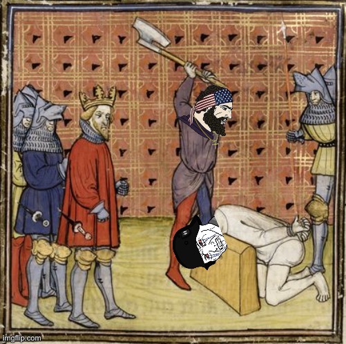 American executes an S.S | image tagged in medieval executioner | made w/ Imgflip meme maker