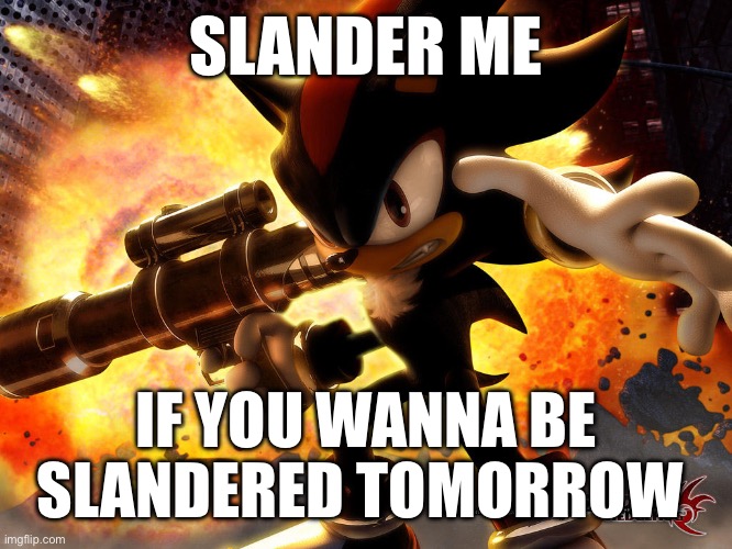 Texan sonic | SLANDER ME; IF YOU WANNA BE SLANDERED TOMORROW | image tagged in texan sonic | made w/ Imgflip meme maker