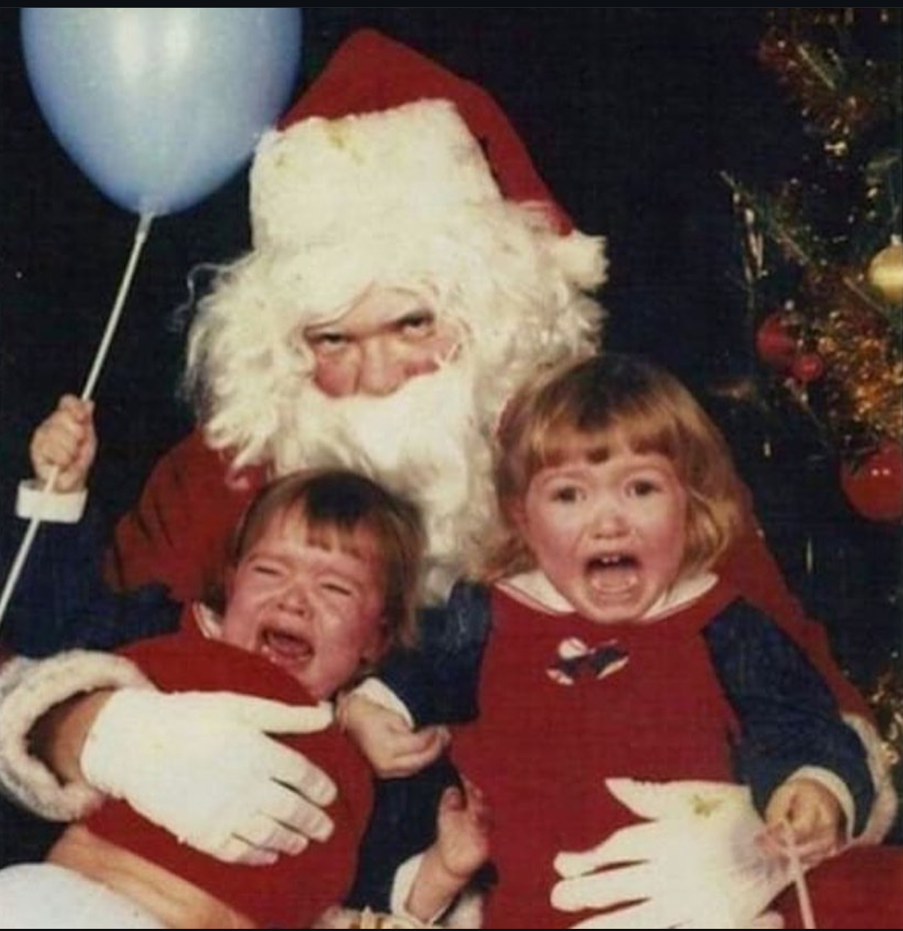 Santa and crying children Blank Meme Template