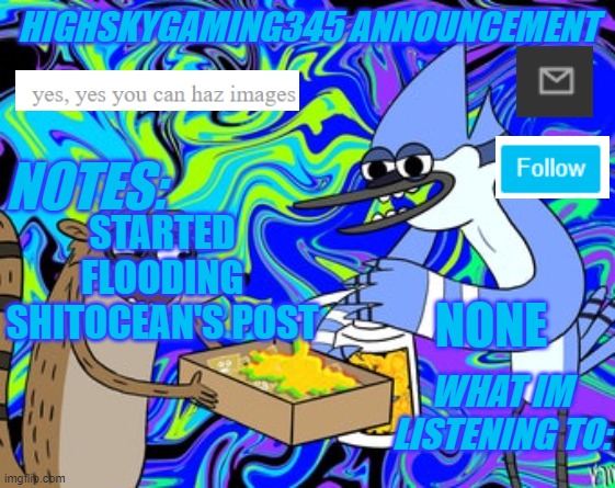 trippin ballz hsg345 announcment template | STARTED FLOODING SHITOCEAN'S POST; NONE | image tagged in trippin ballz hsg345 announcment template | made w/ Imgflip meme maker