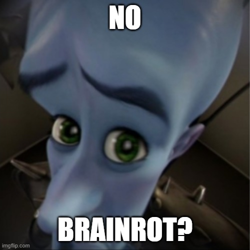 no more brainrot | NO; BRAINROT? | image tagged in megamind peeking | made w/ Imgflip meme maker