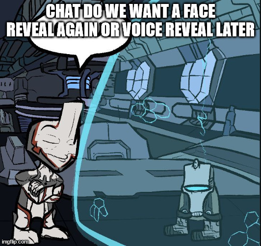 bring back voice reveals fr | CHAT DO WE WANT A FACE REVEAL AGAIN OR VOICE REVEAL LATER | image tagged in nef anyo whrm the when | made w/ Imgflip meme maker